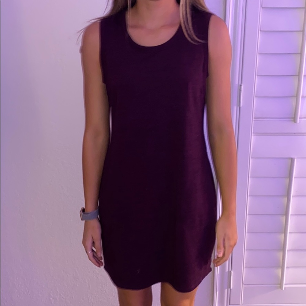 Dark purple dress worn as a cover up or sun dress